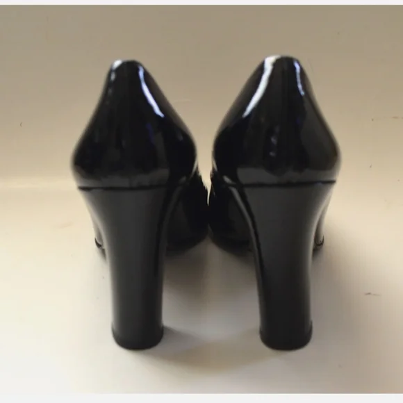 DOLCE & GABANNA  Black Patent Square Toe Block Heels Pumps  9.5 US 40 EU - Picture 4 of 11